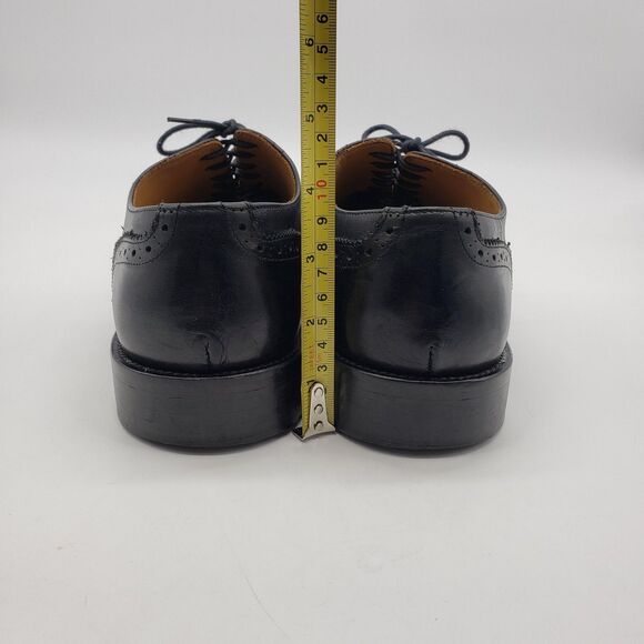 Barneys New York Shoes Men US 10 Black Wingtip Brogue Oxford Made Italy Lace Up - Picture 5 of 12